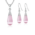 Sterling Silver Water Drop Opal Necklace & Earring Set