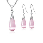 Sterling Silver Water Drop Opal Necklace & Earring Set
