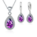 925 Sterling Silver Waterdrop Crystal Bridal Jewelry Set