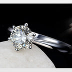 Elegant Austrian Crystal Engagement Ring in 925 Silver