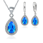 925 Sterling Silver Waterdrop Crystal Bridal Jewelry Set