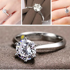 Elegant Austrian Crystal Engagement Ring in 925 Silver