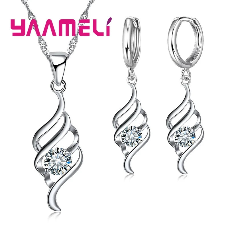 925 Sterling Silver Cubic Zirconia Jewelry Set for Women