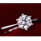 Elegant Austrian Crystal Engagement Ring in 925 Silver