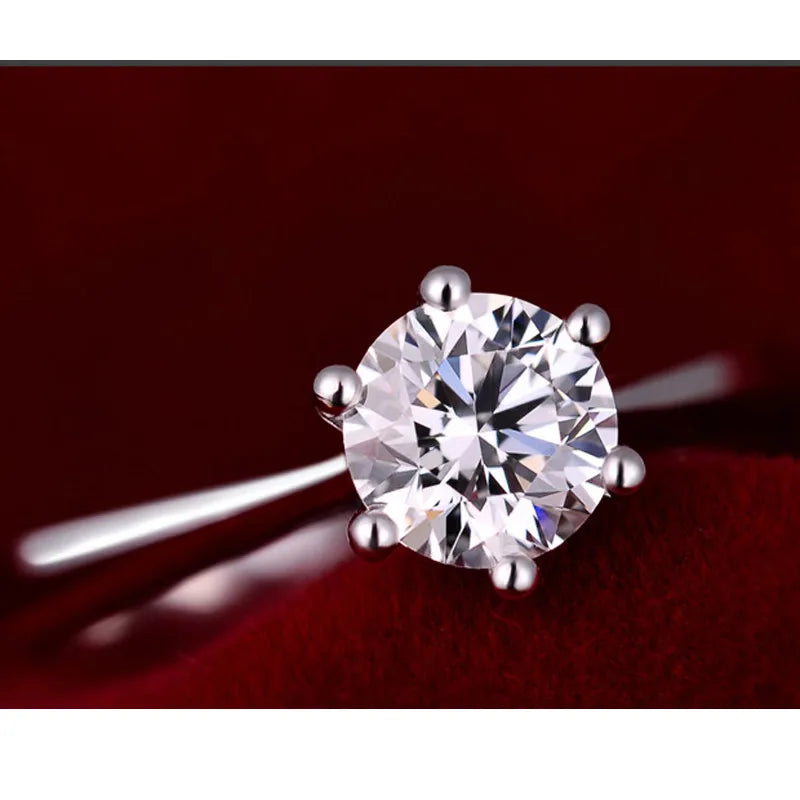 Elegant Austrian Crystal Engagement Ring in 925 Silver