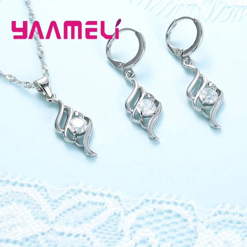 925 Sterling Silver Cubic Zirconia Jewelry Set for Women