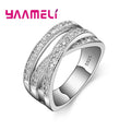 Cubic Zirconia Criss-Cross Silver Statement Ring