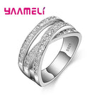 Cubic Zirconia Criss-Cross Silver Statement Ring
