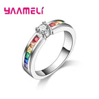 925 Sterling Silver Rainbow Cubic Zirconia Ring