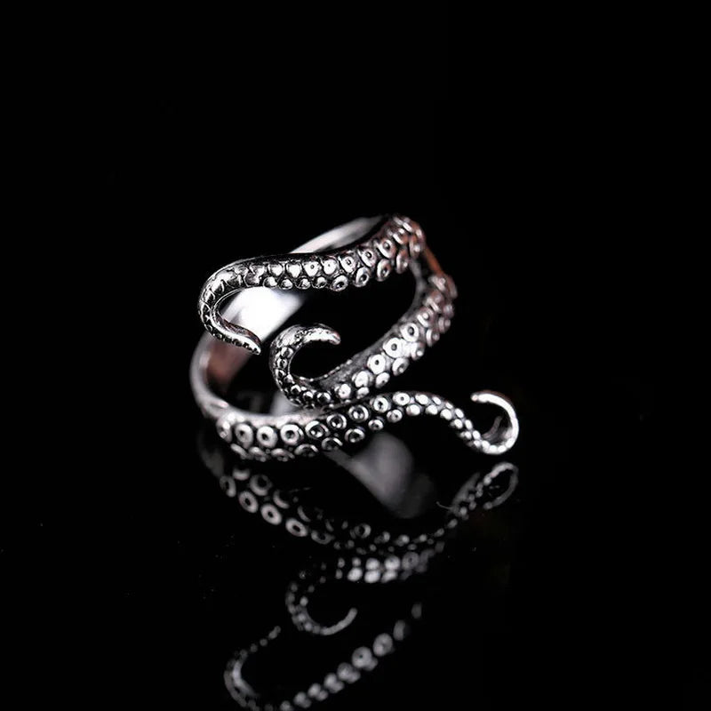 Adjustable Gothic Octopus Tentacle Ring