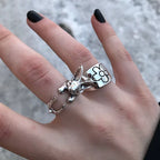Vintage Silver Lucky Fortune Cat Adjustable Ring