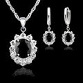Princess Cut Cubic Zirconia Bridal Necklace & Earring Set