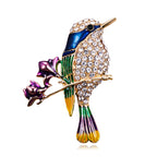 Sparkling Rhinestone Enamel Hummingbird Brooch Pin