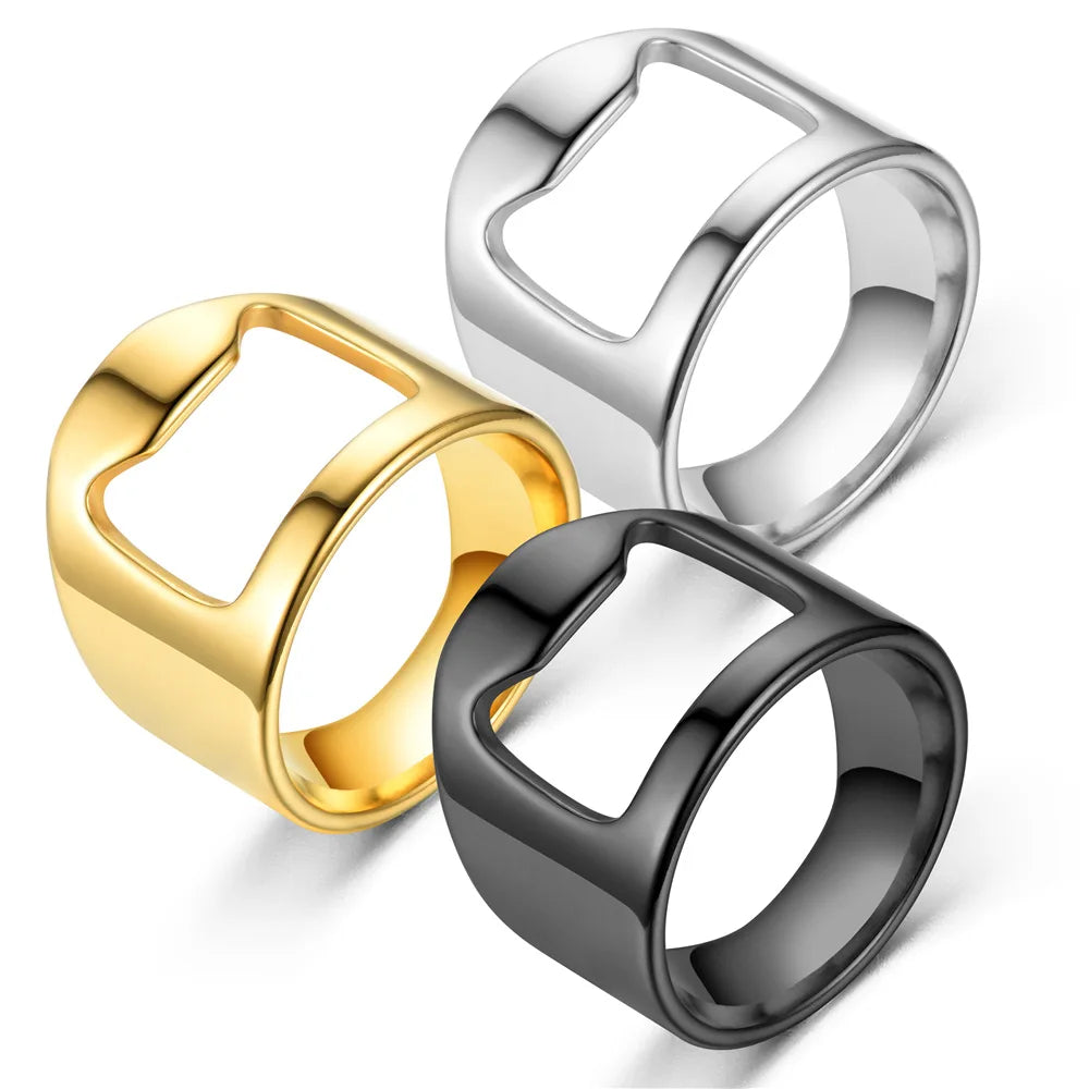 Stainless Steel Beer Bottle Opener Ring Gadget