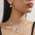 Elegant 3-Piece Water Drop Bridal Jewelry Set