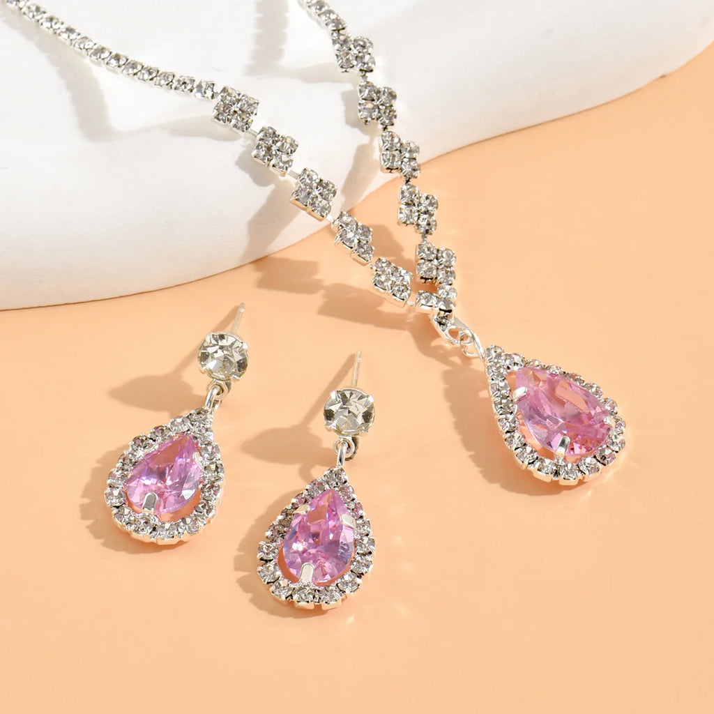 Elegant Rhinestone Necklace & Earrings Set