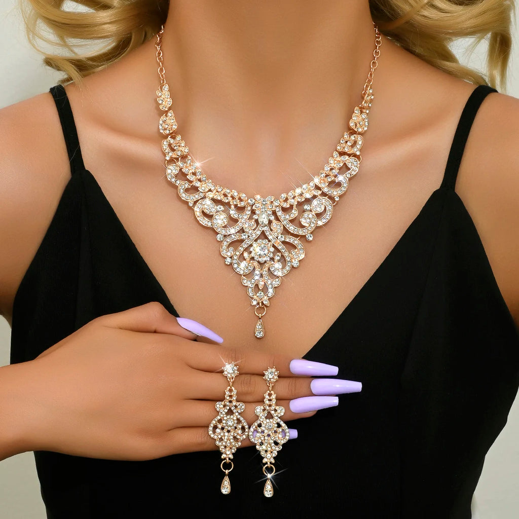 Luxury Palace Style Rhinestone Bridal Jewelry Set