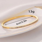 Classic Gold Titanium Zircon Bangle for Women