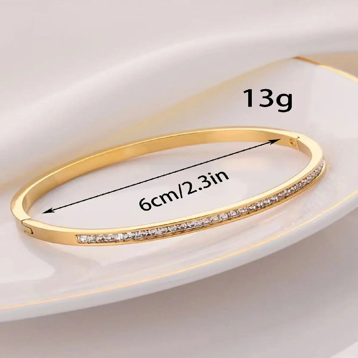Classic Gold Titanium Zircon Bangle for Women