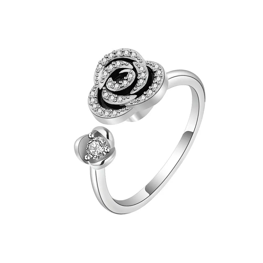 Adjustable Crystal Fidget Spinner Anxiety Ring