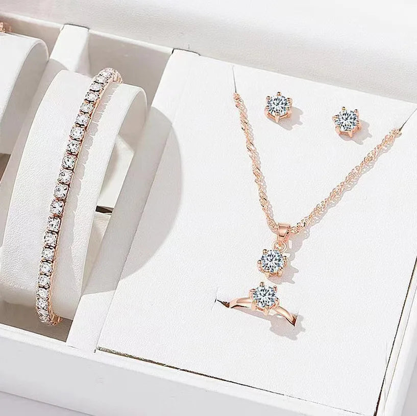 5-Piece Elegant Cubic Zirconia Jewelry Set for Women