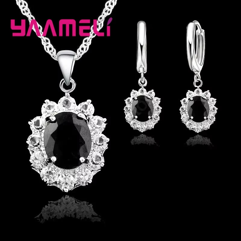 Princess Cut Cubic Zirconia Bridal Necklace & Earring Set