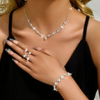 Elegant 4-Piece Floral Necklace, Bracelet & Earrings Set