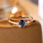 Minimalist Royal Blue Pear Cut Gold Tone Stacking Ring