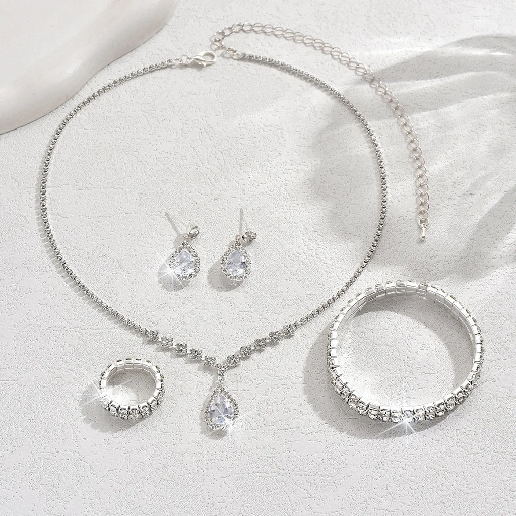 Elegant 5-Piece Teardrop Bridal Jewelry Set