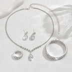 Elegant 5-Piece Teardrop Bridal Jewelry Set