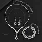 3-Piece Black Teardrop Rhinestone Bridal Jewelry Set