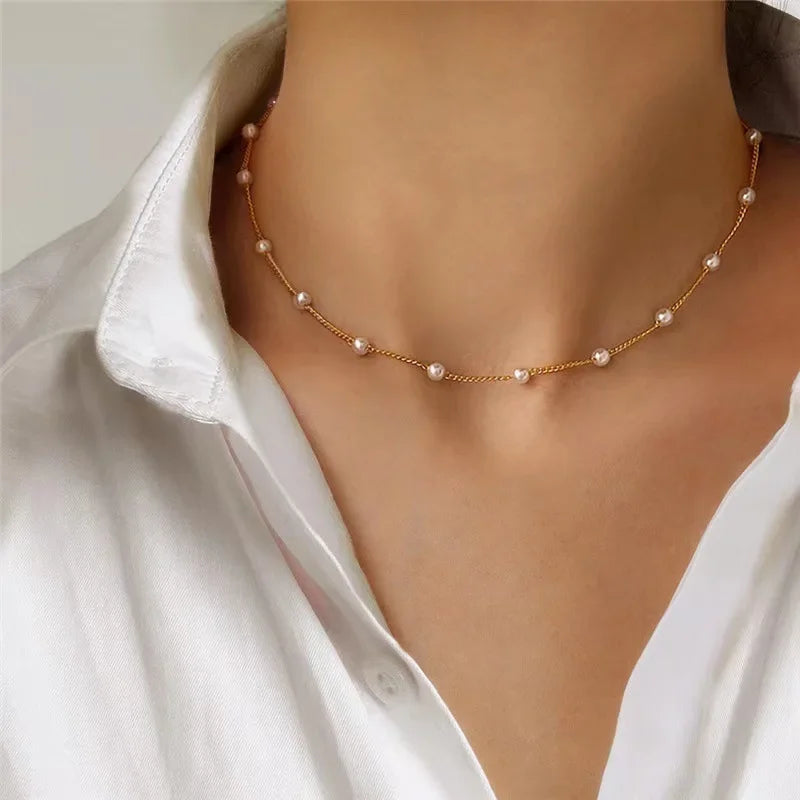 Layered Gold-Tone Pearl & Heart Pendant Necklace