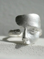 Mystical Mask Face Ring | Adjustable Goth Silver Ring