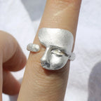 Mystical Mask Face Ring | Adjustable Goth Silver Ring