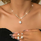 Elegant Rhinestone Necklace & Earrings Set