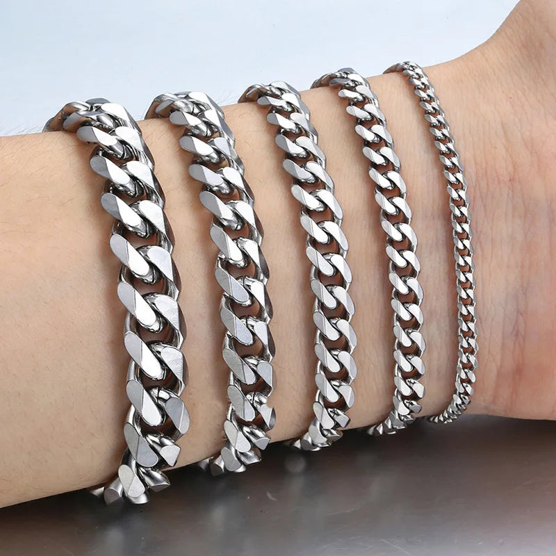 Classic Stainless Steel Cuban Link Bracelet for Men & Women