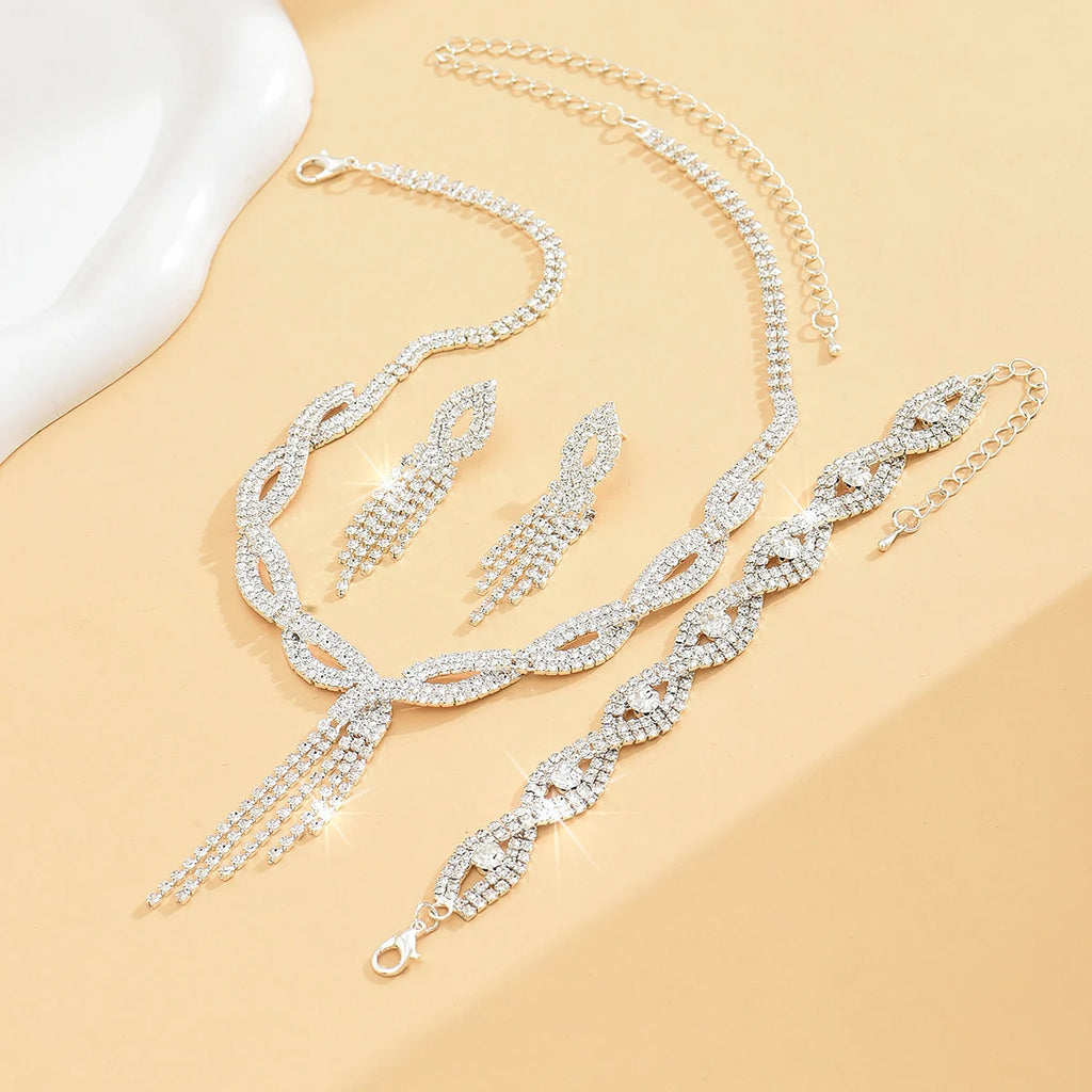 Elegant 4-Piece Hollow Tassel Bridal Jewelry Set
