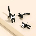 Cute Black Cat Stud Earrings for Women