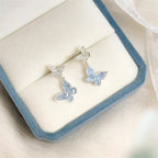 Luxury Blue Zircon Double Butterfly Jewelry Set