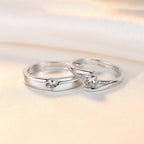 2PCS Matching 925 Sterling Silver Zircon Couple Rings