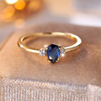 Minimalist Royal Blue Pear Cut Gold Tone Stacking Ring