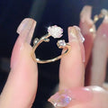 Sparkling Cubic Zirconia Floral Adjustable Ring