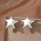 Sparkling Stainless Steel Star Stud Earrings