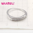 Adjustable 925 Sterling Silver Plated Zirconia Thin Ring