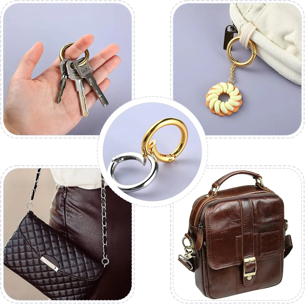1-Inch Round Carabiner Spring O-Rings for Purses & Keys