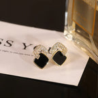 Black Zircon Square Geometric Stud Earrings