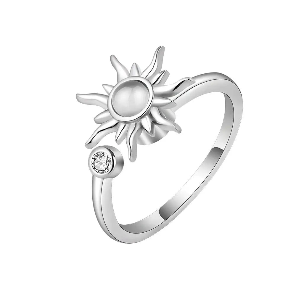 Adjustable Crystal Fidget Spinner Anxiety Ring