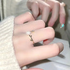 Sparkling Cubic Zirconia Floral Adjustable Ring