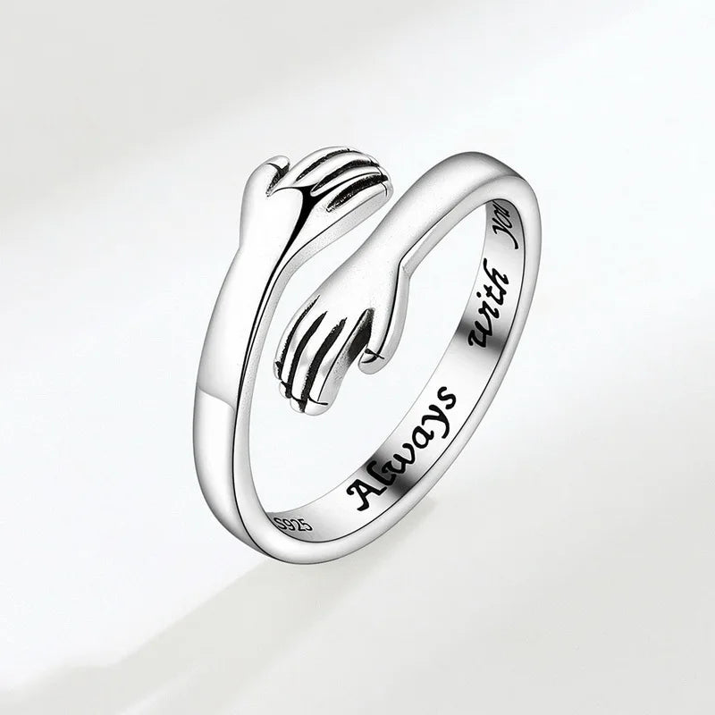 Adjustable Hugging Hands Romantic Promise Ring