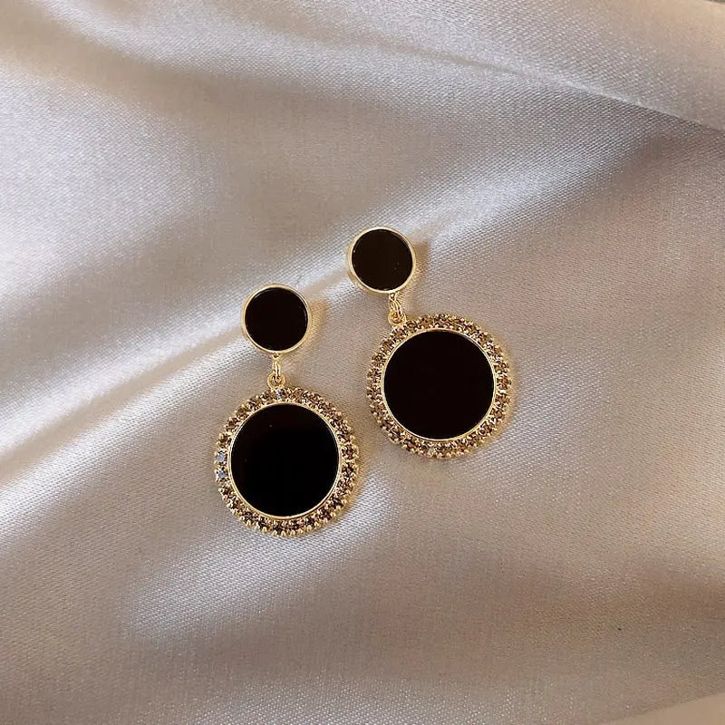 Black Zircon Square Geometric Stud Earrings